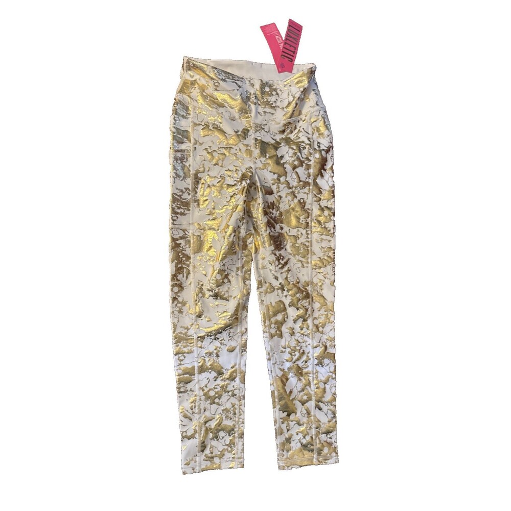 NWT Lilly Pulitzer Athletic Leggings Gold Luxletic High Rise Yoga Active SZ S